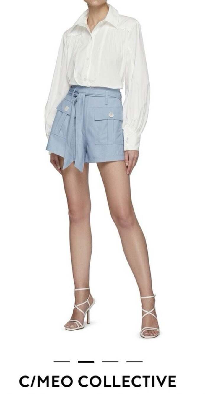 C/MEO Collective Light Blue Cargo Utility Shorts with Belt and Pockets